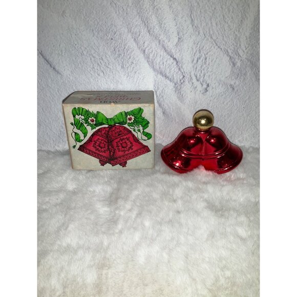 Vintage Avon Christmas Bells- Sweet Honesty Cologne Two Red Glass Bells - Picture 1 of 6